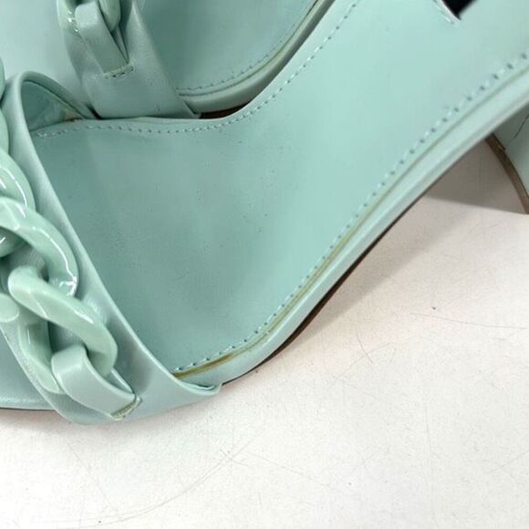 NWOT Nine West Womens Mindful Chain Square‎ Toe Heeled Sandals Mint Green Size 8 - Picture 7 of 11